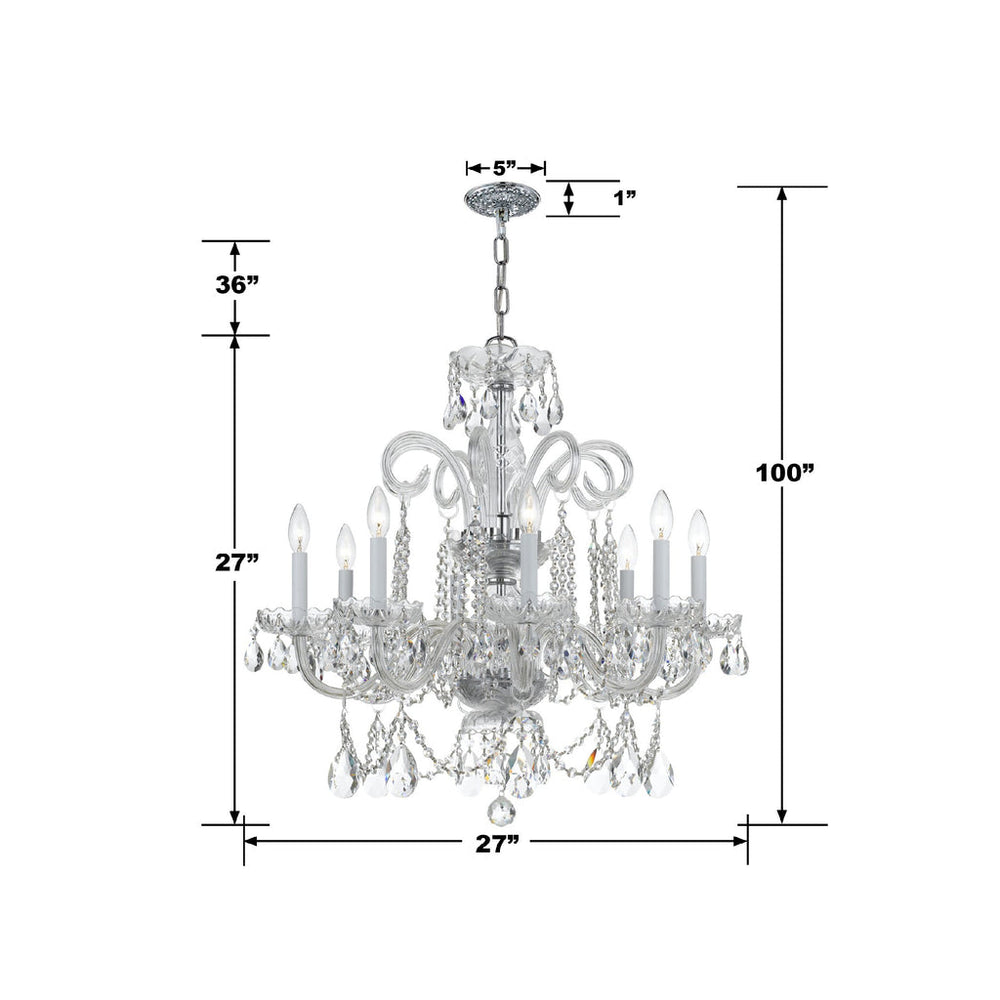 Traditional Crystal 8 Light Hand Cut Crystal Polished Chrome Chandelier Crystorama