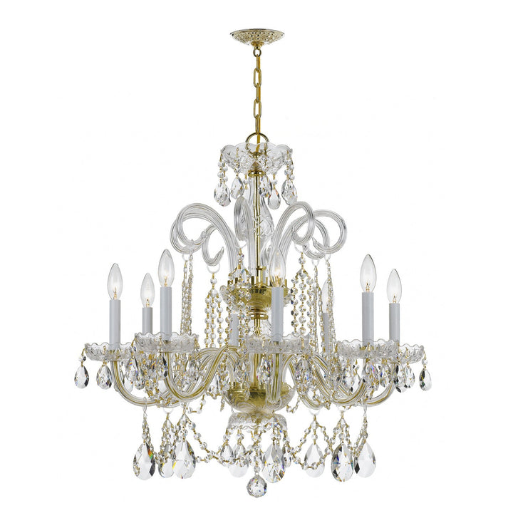 Traditional Crystal 8 Light Hand Cut Crystal Polished Brass Chandelier Crystorama