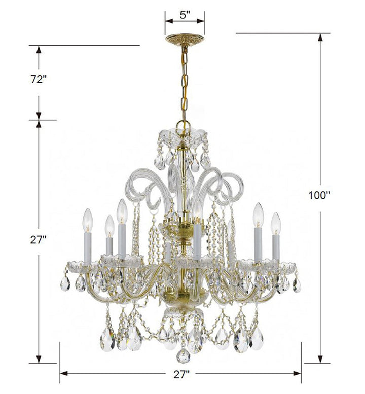 Traditional Crystal 8 Light Spectra Crystal Polished Brass Chandelier Crystorama