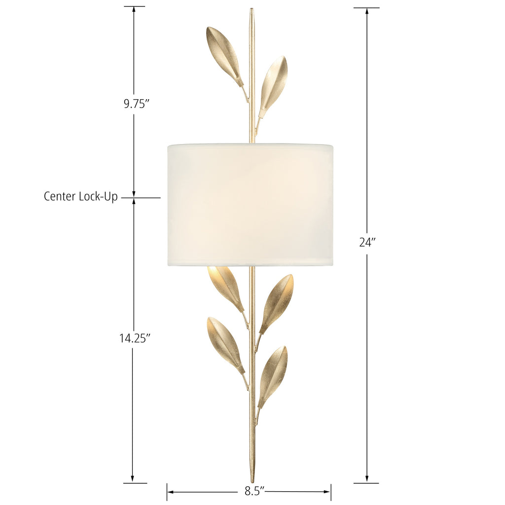 Broche 2 Light Antique Gold Sconce Crystorama