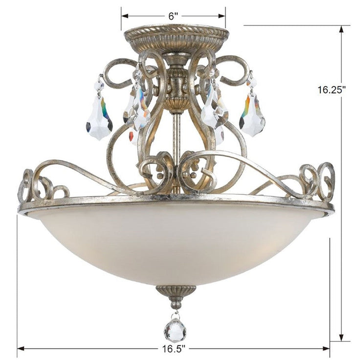 Crystorama Crystorama Ashton 3 Light Hand Cut Crystal Olde Silver Semi Flush Mount