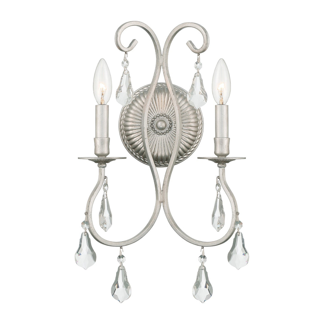 Crystorama Crystorama Ashton 2 Light Hand Cut Crystal Olde Silver Sconce