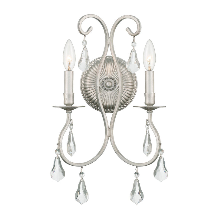 Ashton 2 Light Hand Cut Crystal Olde Silver Sconce Crystorama