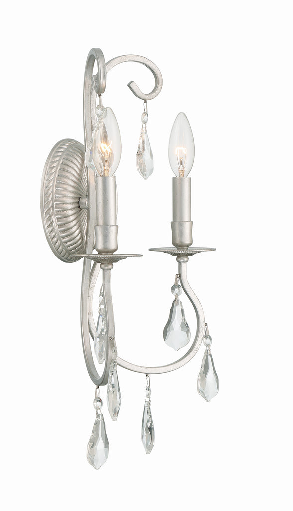 Crystorama Crystorama Ashton 2 Light Hand Cut Crystal Olde Silver Sconce