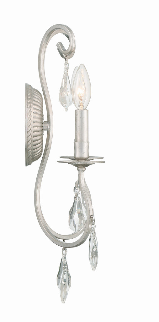 Ashton 2 Light Hand Cut Crystal Olde Silver Sconce Crystorama