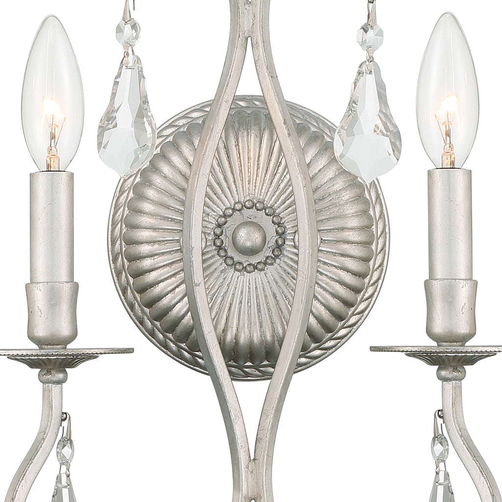 Ashton 2 Light Hand Cut Crystal Olde Silver Sconce Crystorama