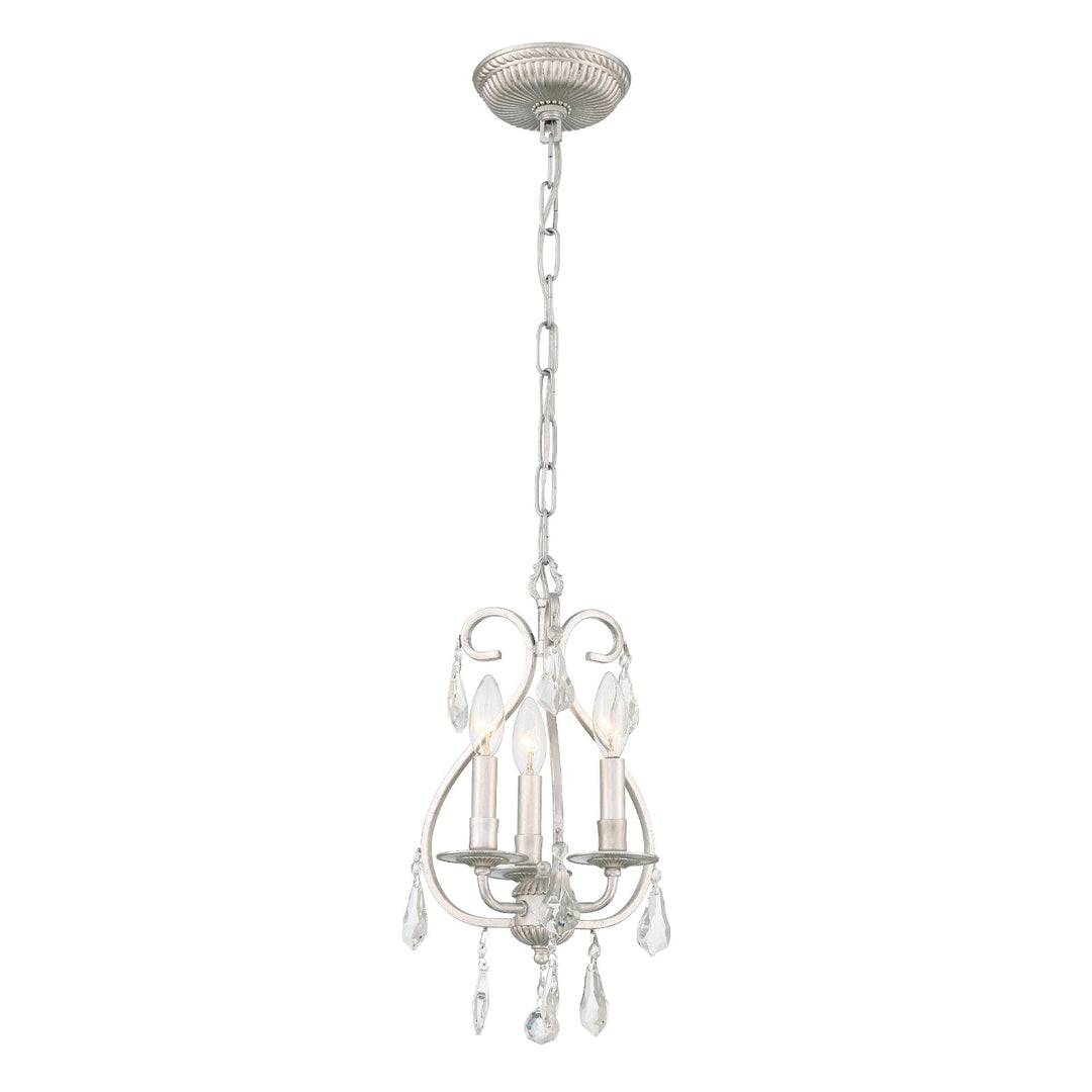 Ashton 3 Light Hand Cut Crystal Olde Silver Mini Chandelier Crystorama