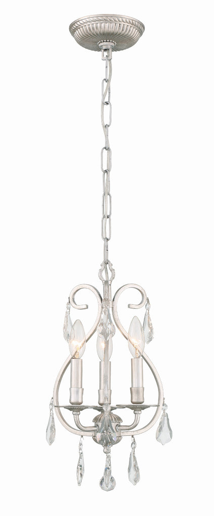 Ashton 3 Light Hand Cut Crystal Olde Silver Mini Chandelier Crystorama