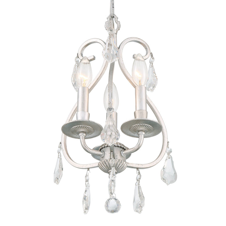 Ashton 3 Light Hand Cut Crystal Olde Silver Mini Chandelier Crystorama