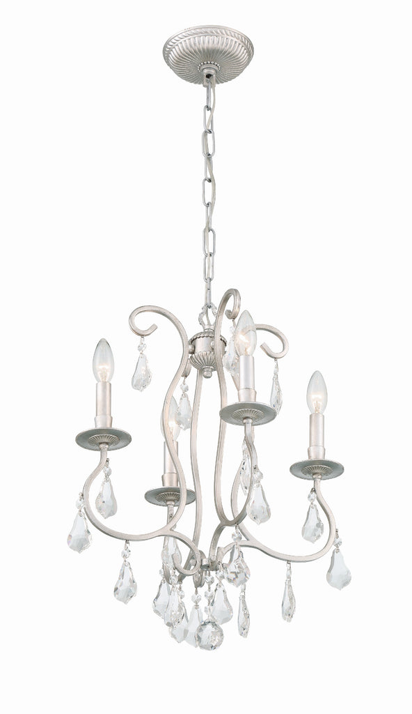 Ashton 4 Light Hand Cut Crystal Olde Silver Mini Chandelier Crystorama