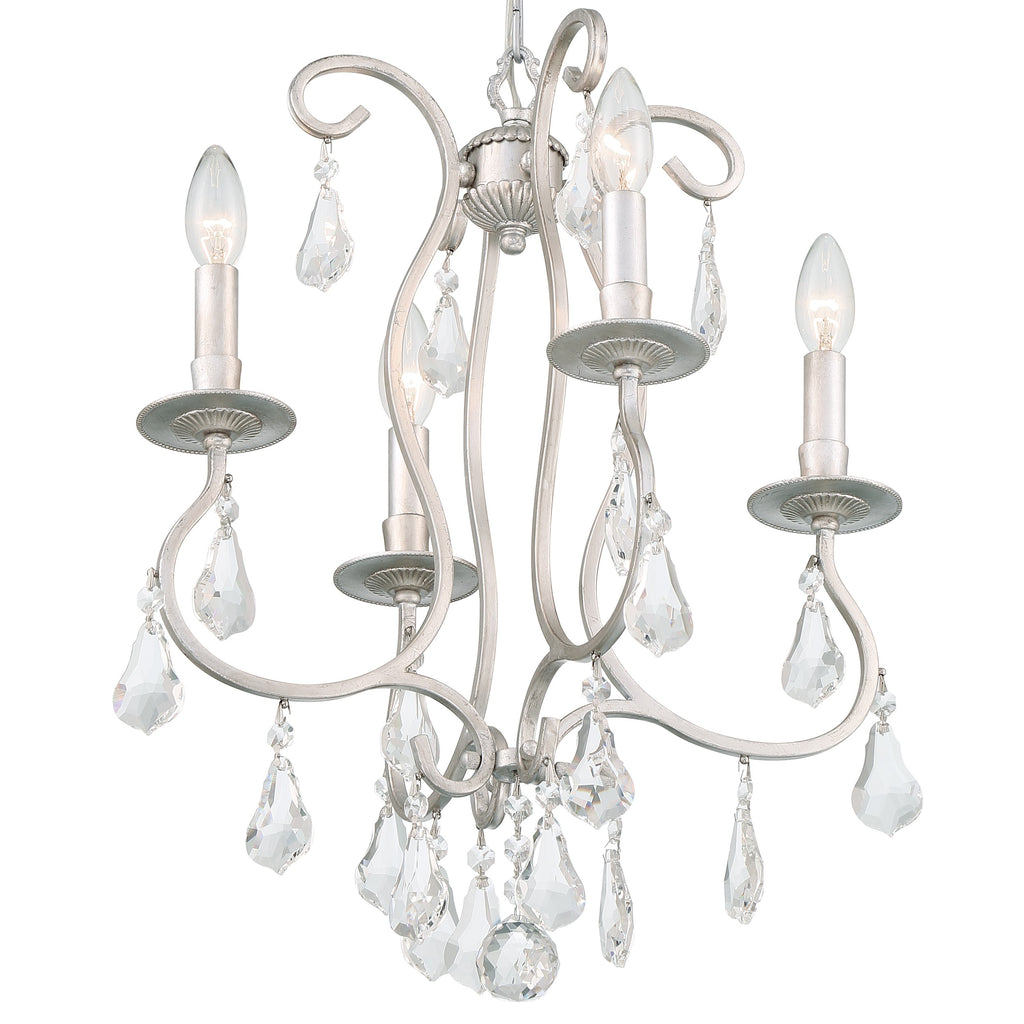 Ashton 4 Light Hand Cut Crystal Olde Silver Mini Chandelier Crystorama