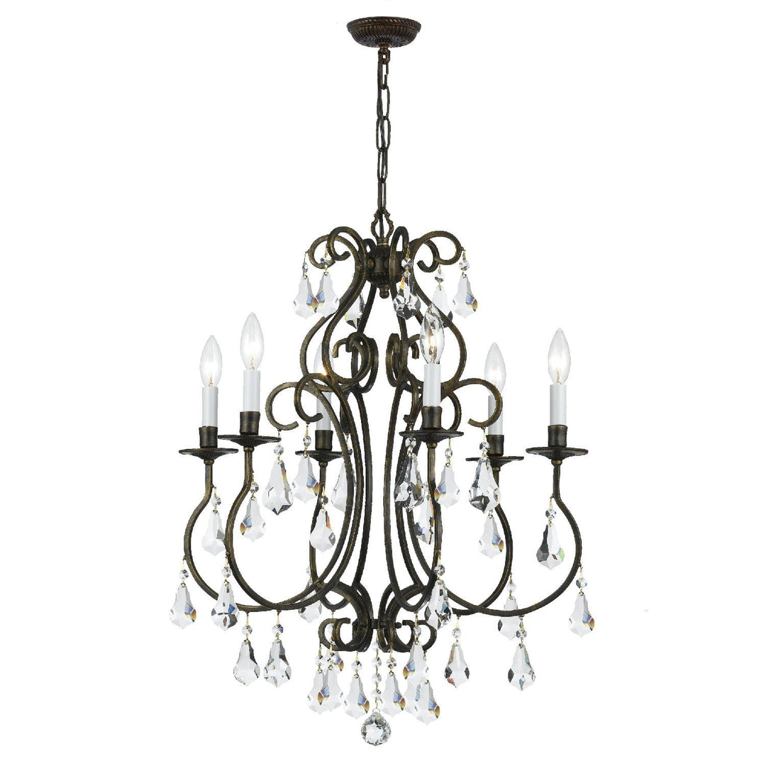 Ashton 6 Light Hand Cut Crystal English Bronze Chandelier Crystorama