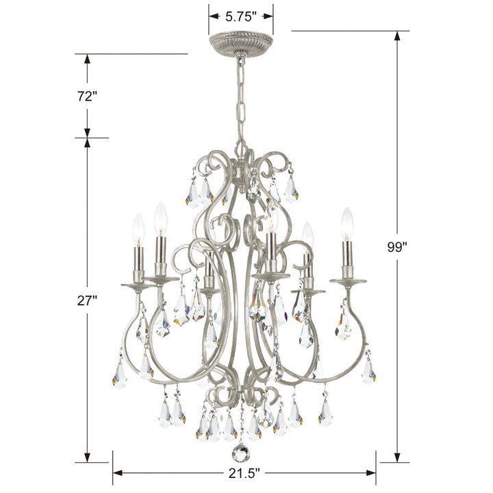 Ashton 6 Light Swarovski Strass Crystal Olde Silver Chandelier Crystorama