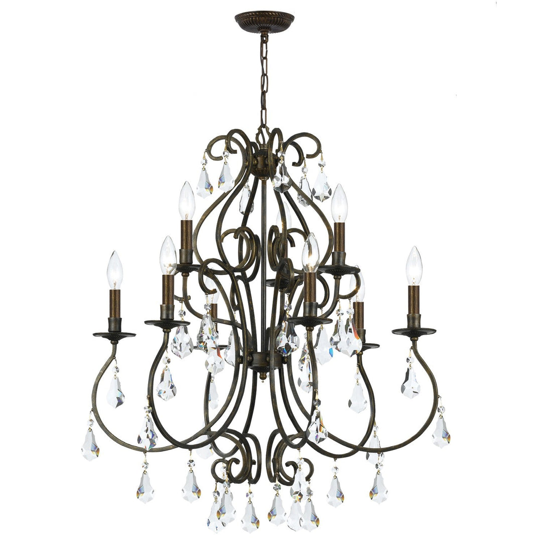 Ashton 9 Light Swarovski Strass Crystal English Bronze Chandelier Crystorama