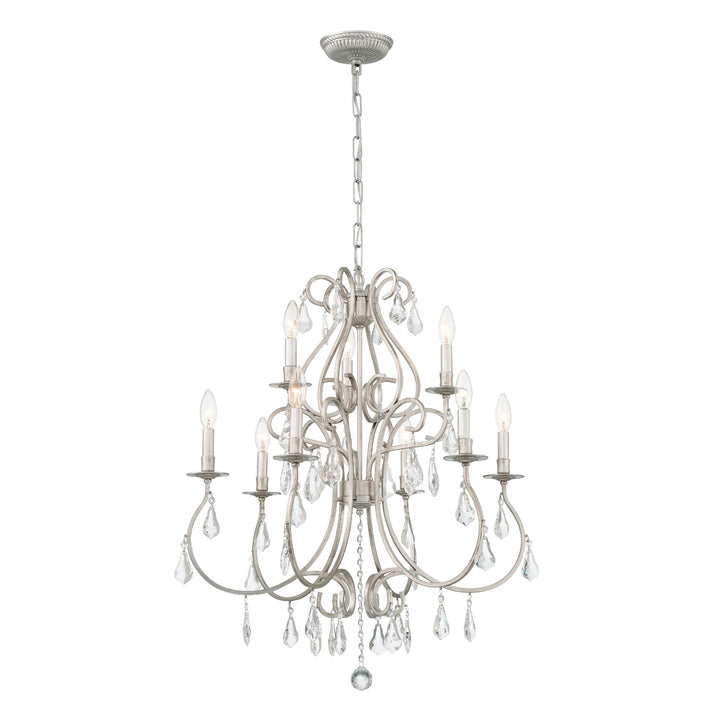 Ashton 9 Light Hand Cut Crystal Olde Silver Chandelier Crystorama