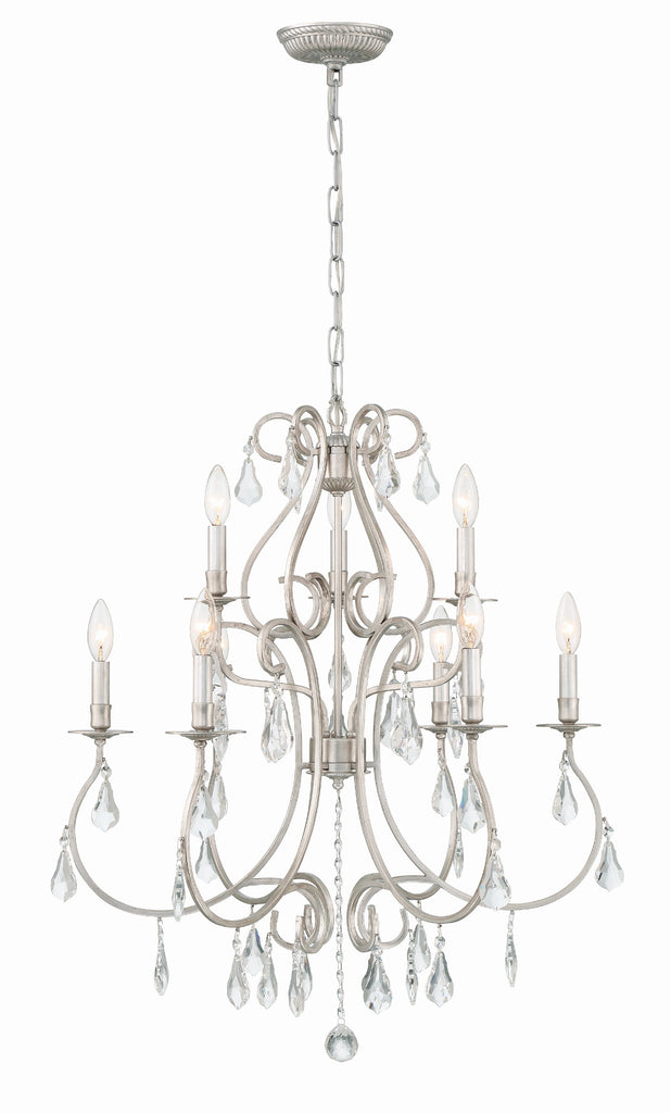 Ashton 9 Light Hand Cut Crystal Olde Silver Chandelier Crystorama