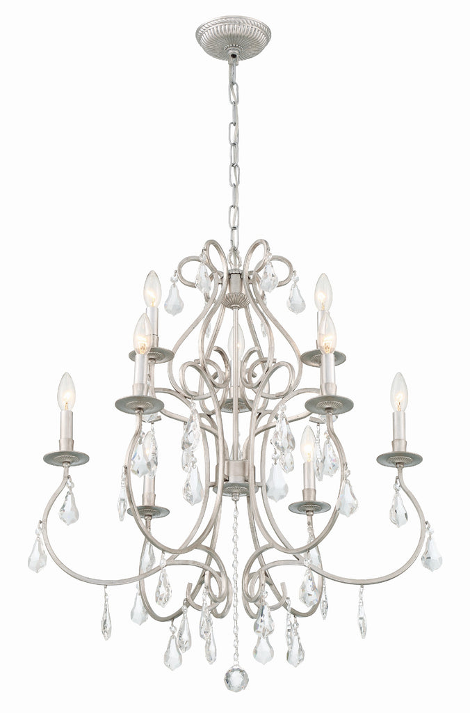 Ashton 9 Light Hand Cut Crystal Olde Silver Chandelier Crystorama