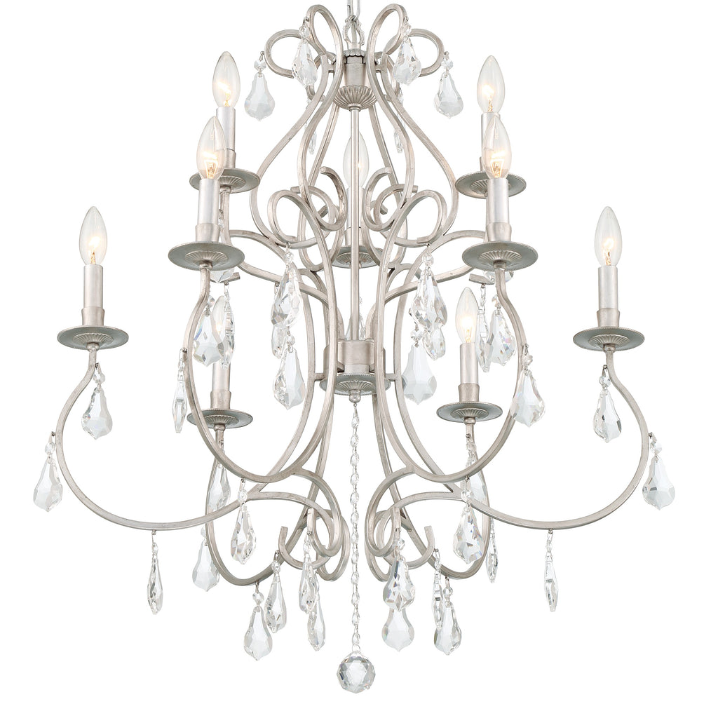 Ashton 9 Light Hand Cut Crystal Olde Silver Chandelier Crystorama