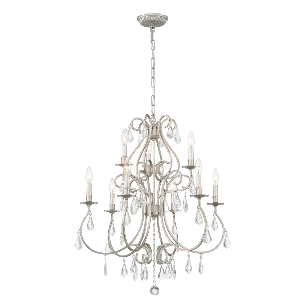 Ashton 9 Light Swarovski Strass Crystal Olde Silver Chandelier Crystorama