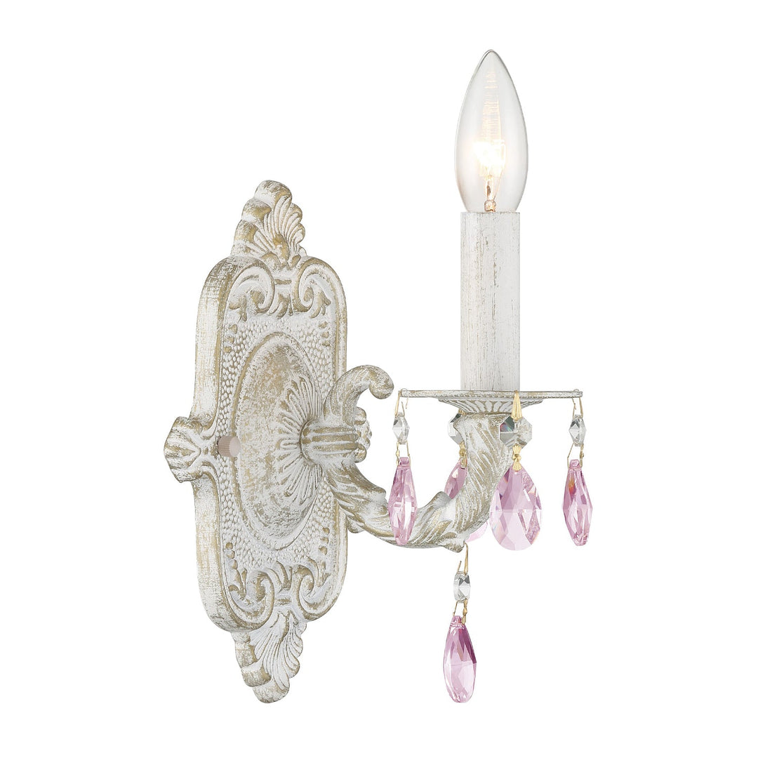 Crystorama Crystorama Paris Market 1 Light Rose Crystal Antique White Sconce