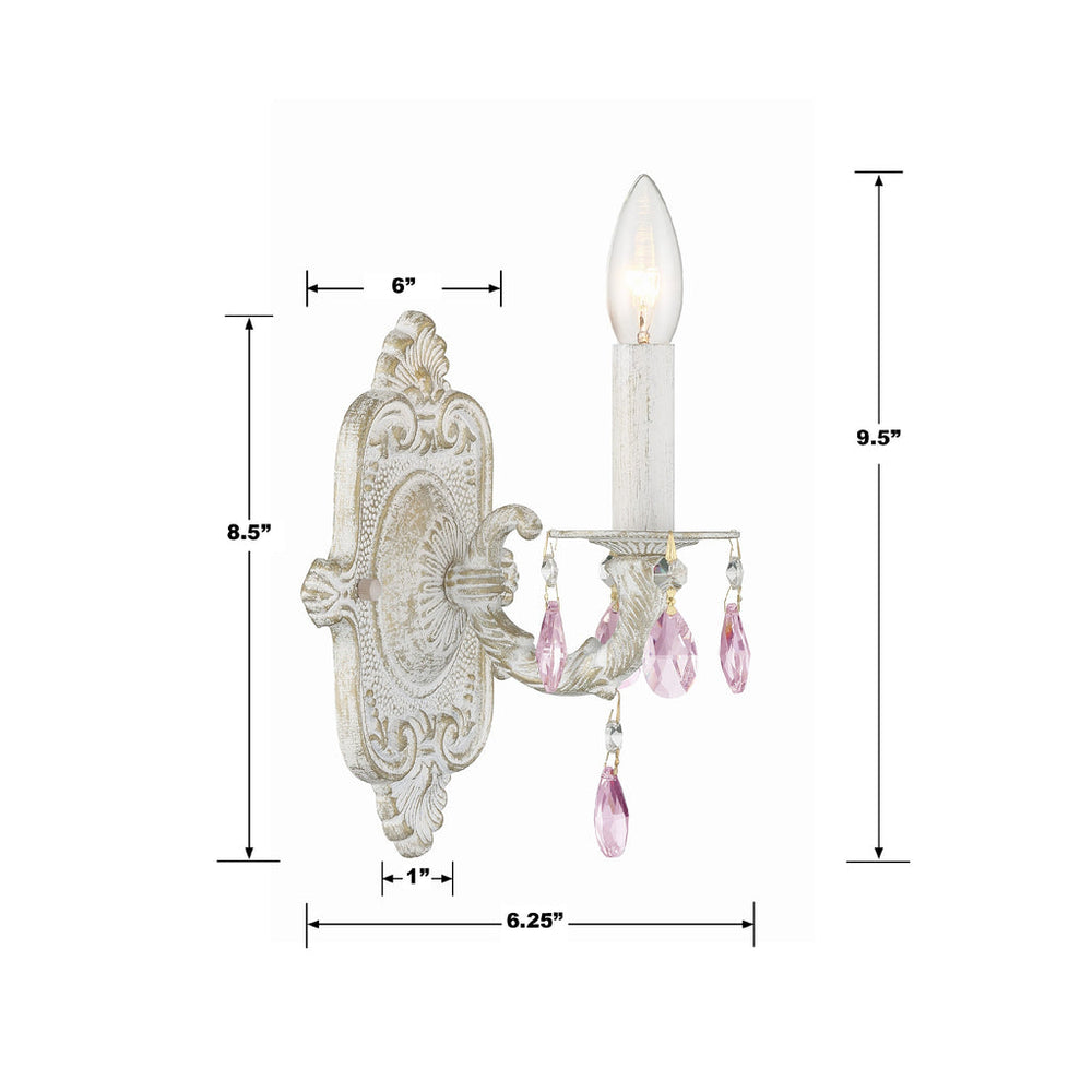 Crystorama Crystorama Paris Market 1 Light Rose Crystal Antique White Sconce