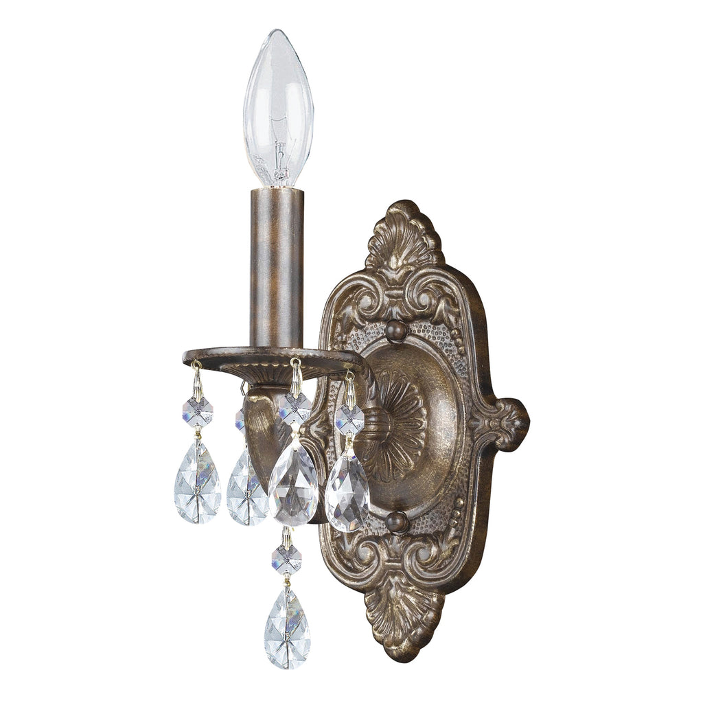 Paris Market 1 Light Clear Crystal Antique White Sconce Crystorama