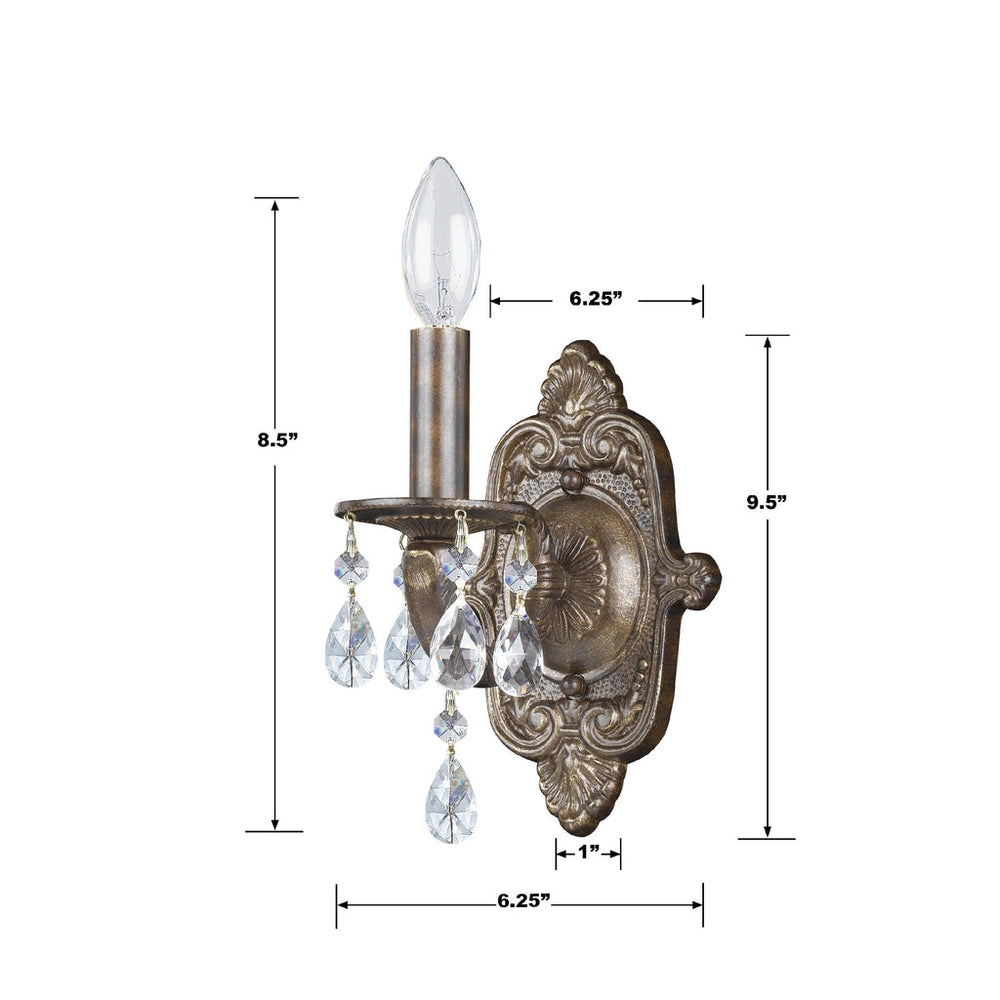 Crystorama Crystorama Paris Market 1 Light Clear Crystal Venetian Bronze Sconce