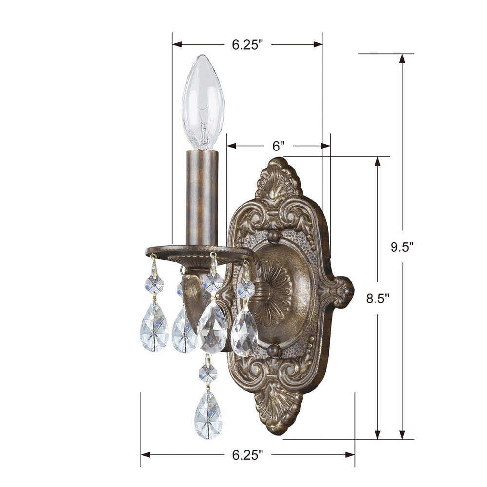 Crystorama Crystorama Paris Market 1 Light Spectra Crystal Venetian Bronze Sconce