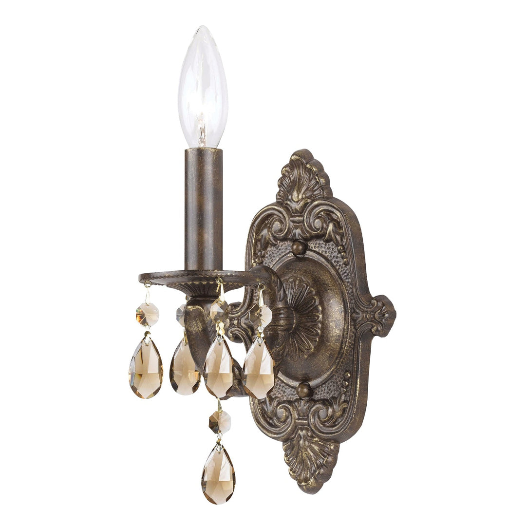 Crystorama Crystorama Paris Market 1 Light Golden Teak Hand Cut Crystal Venetian Bronze Sconce