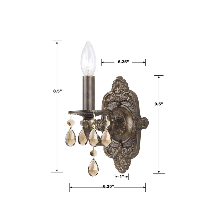 Paris Market 1 Light Clear Crystal Venetian Bronze Sconce Crystorama