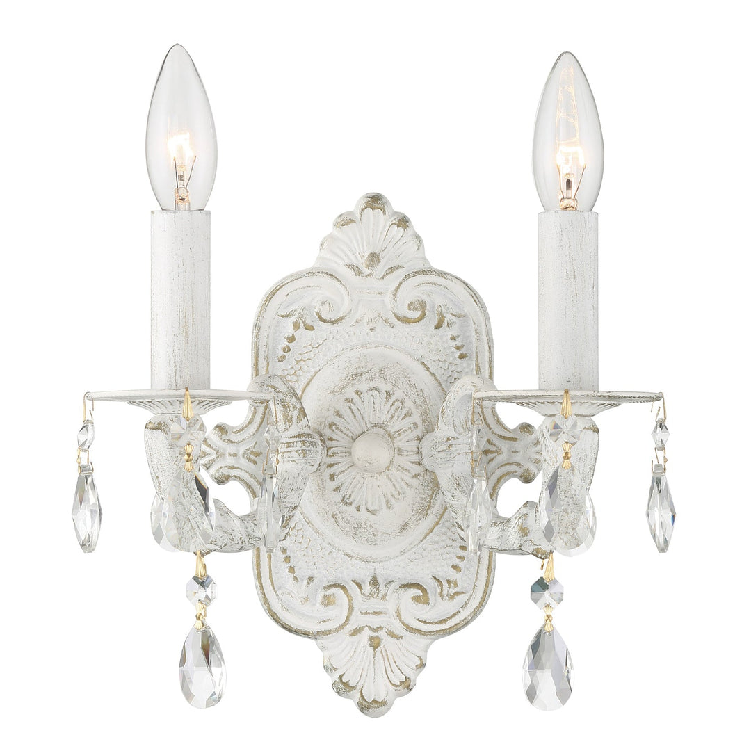 Crystorama Crystorama Paris Market 2 Light Clear Crystal Antique White Sconce