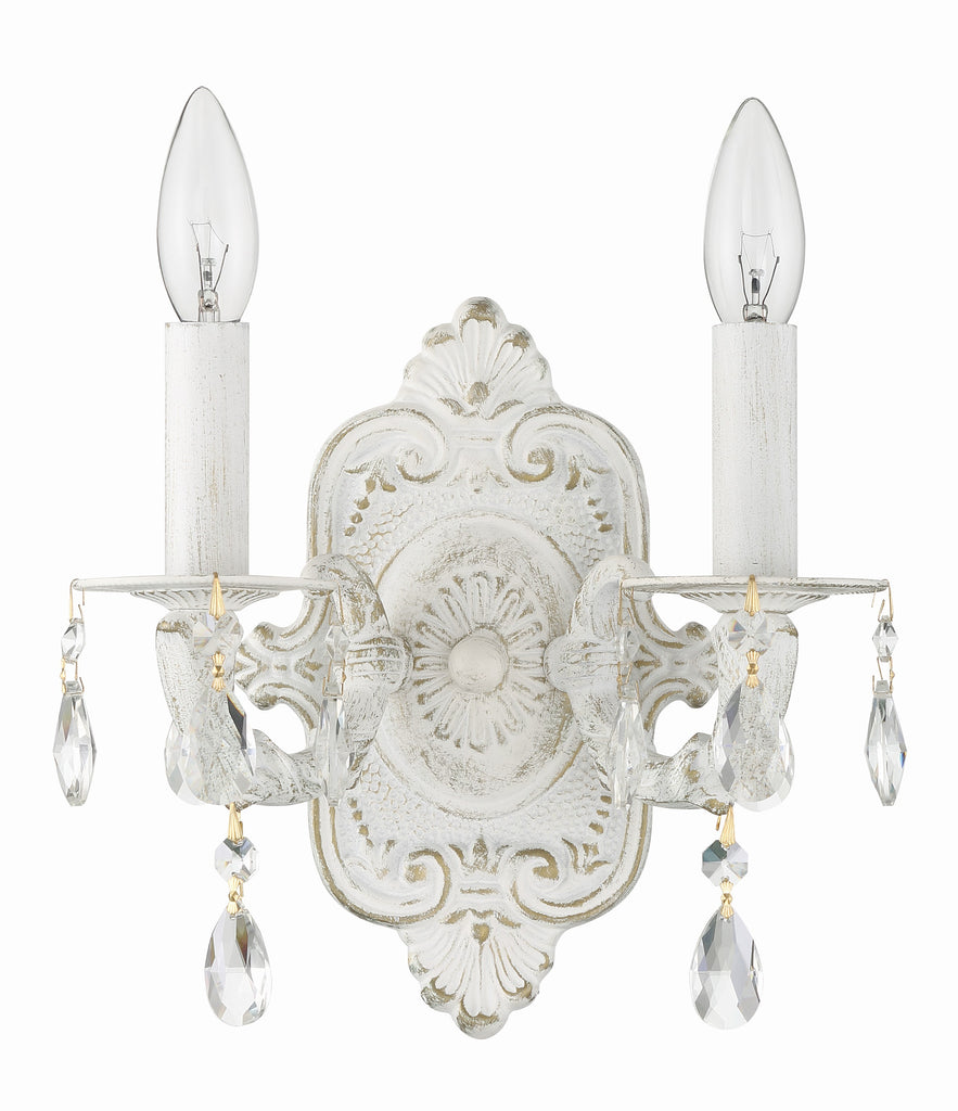 Crystorama Crystorama Paris Market 2 Light Clear Crystal Antique White Sconce