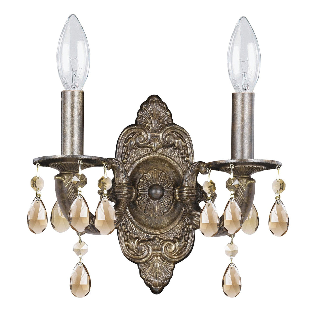 Crystorama Crystorama Paris Market 2 Light Golden Teak Hand Cut Crystal Venetian Bronze Sconce