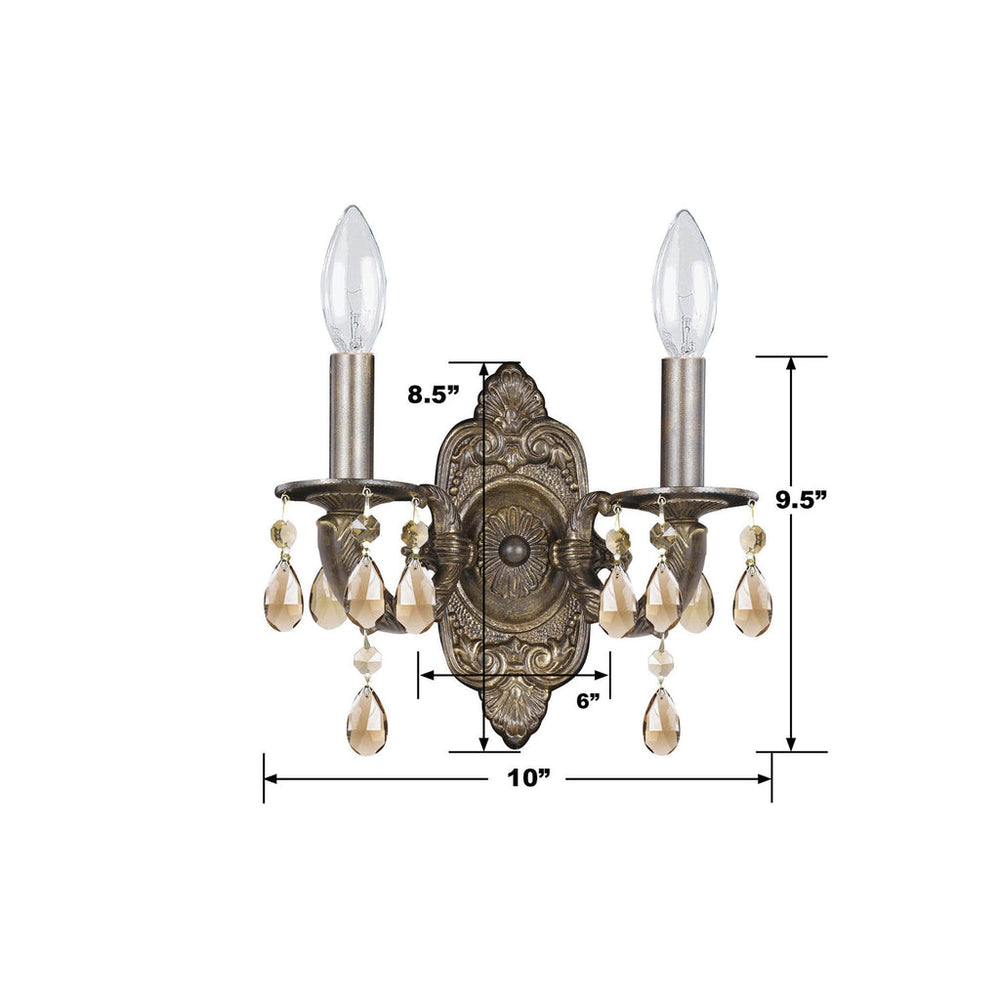 Crystorama Crystorama Paris Market 2 Light Golden Teak Hand Cut Crystal Venetian Bronze Sconce