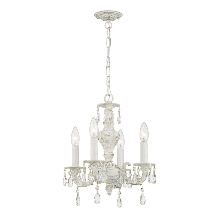 Paris Market 4 Light Clear Crystal Antique White Mini Chandelier Crystorama