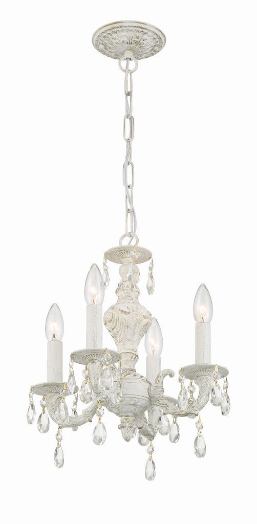 Paris Market 4 Light Clear Crystal Antique White Mini Chandelier Crystorama