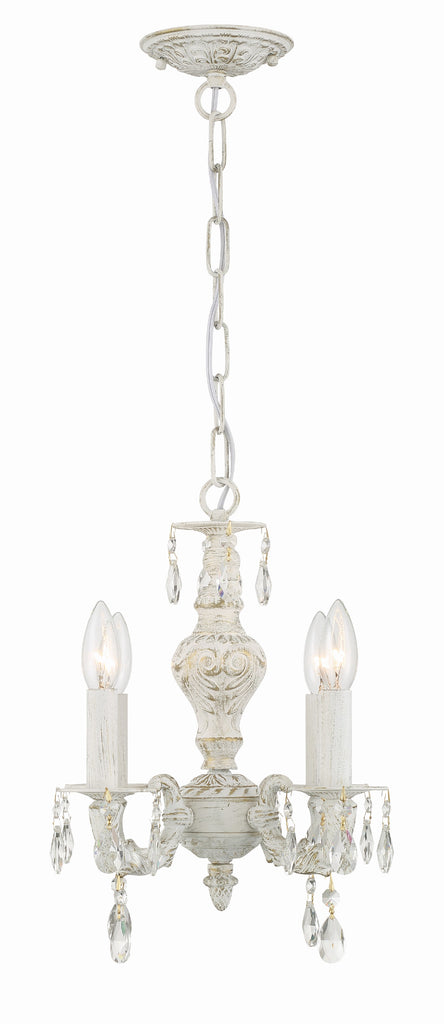 Paris Market 4 Light Clear Crystal Antique White Mini Chandelier Crystorama