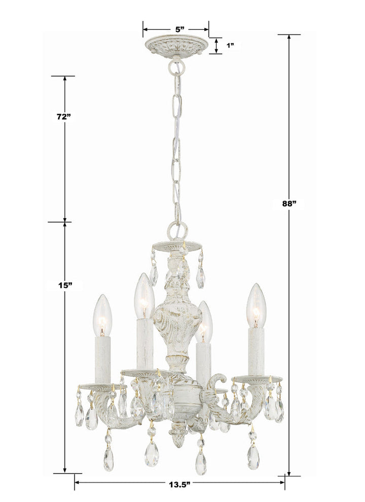 Paris Market 4 Light Clear Crystal Antique White Mini Chandelier Crystorama