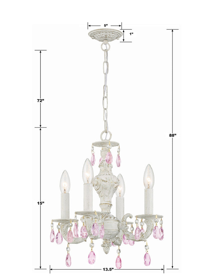 Paris Market 4 Light Clear Crystal Antique White Mini Chandelier Crystorama