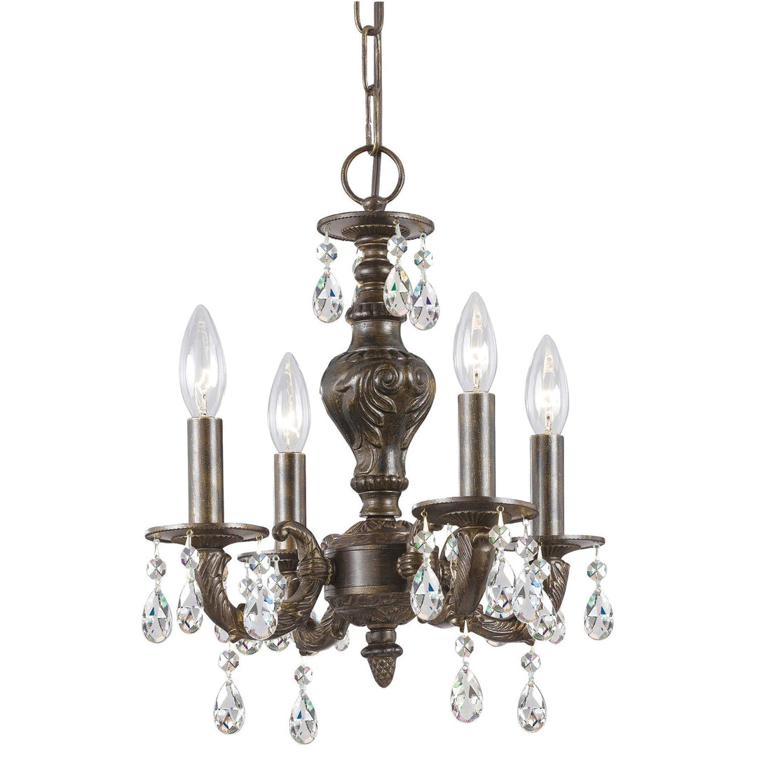 Paris Market 4 Light Clear Crystal Venetian Bronze Mini Chandelier Crystorama