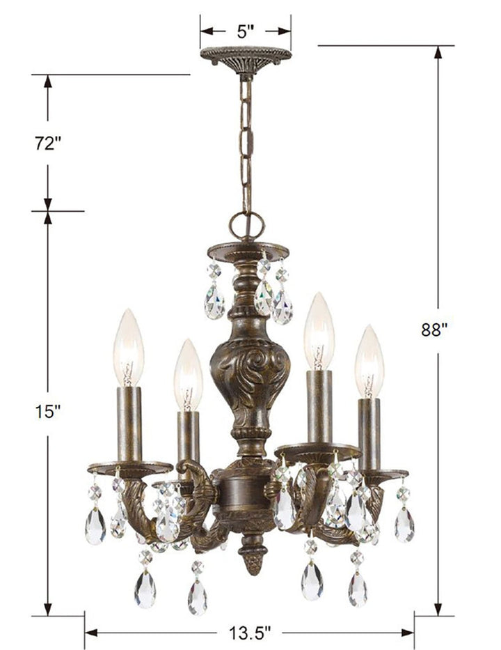 Paris Market 4 Light Spectra Crystal Venetian Bronze Mini Chandelier Crystorama