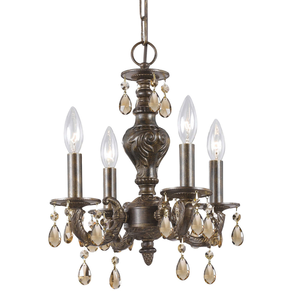 Paris Market 4 Light Clear Crystal Venetian Bronze Mini Chandelier Crystorama