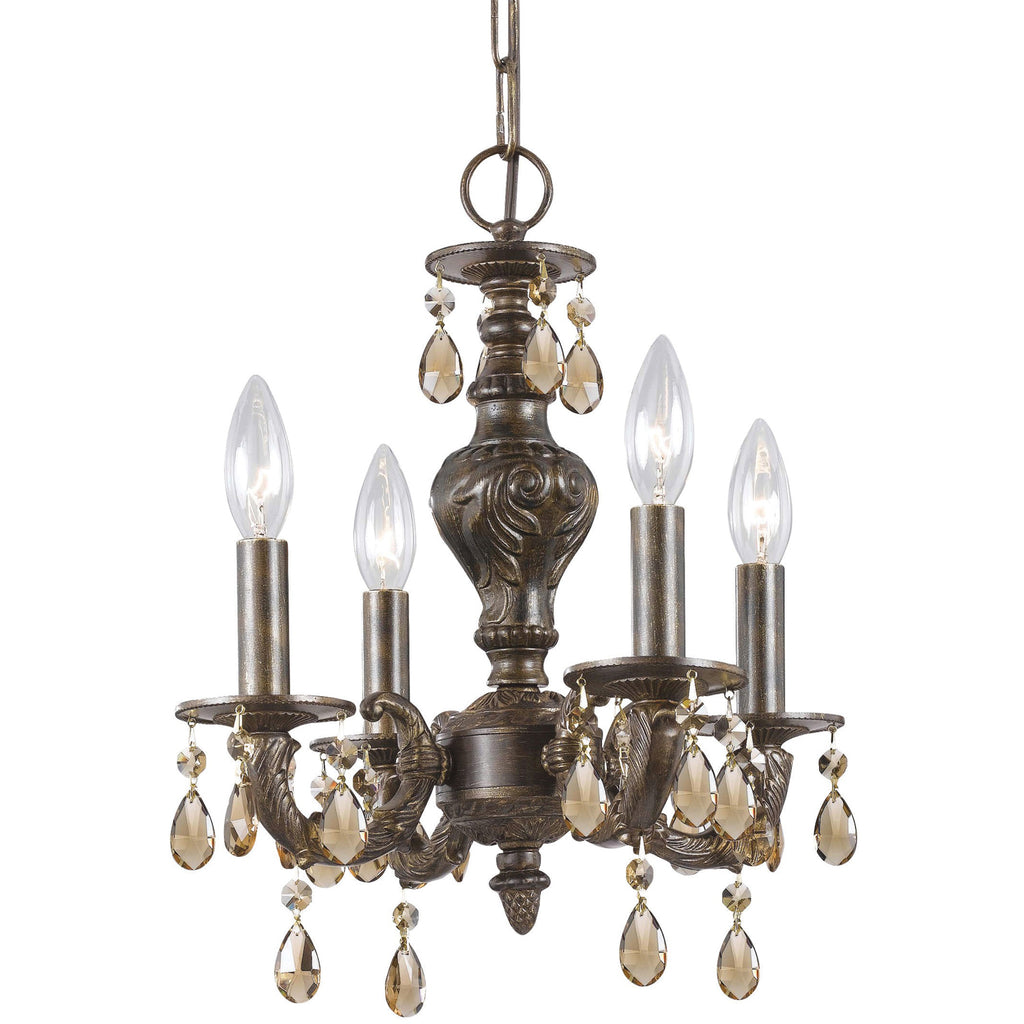 Paris Market 4 Light Spectra Crystal Venetian Bronze Mini Chandelier Crystorama