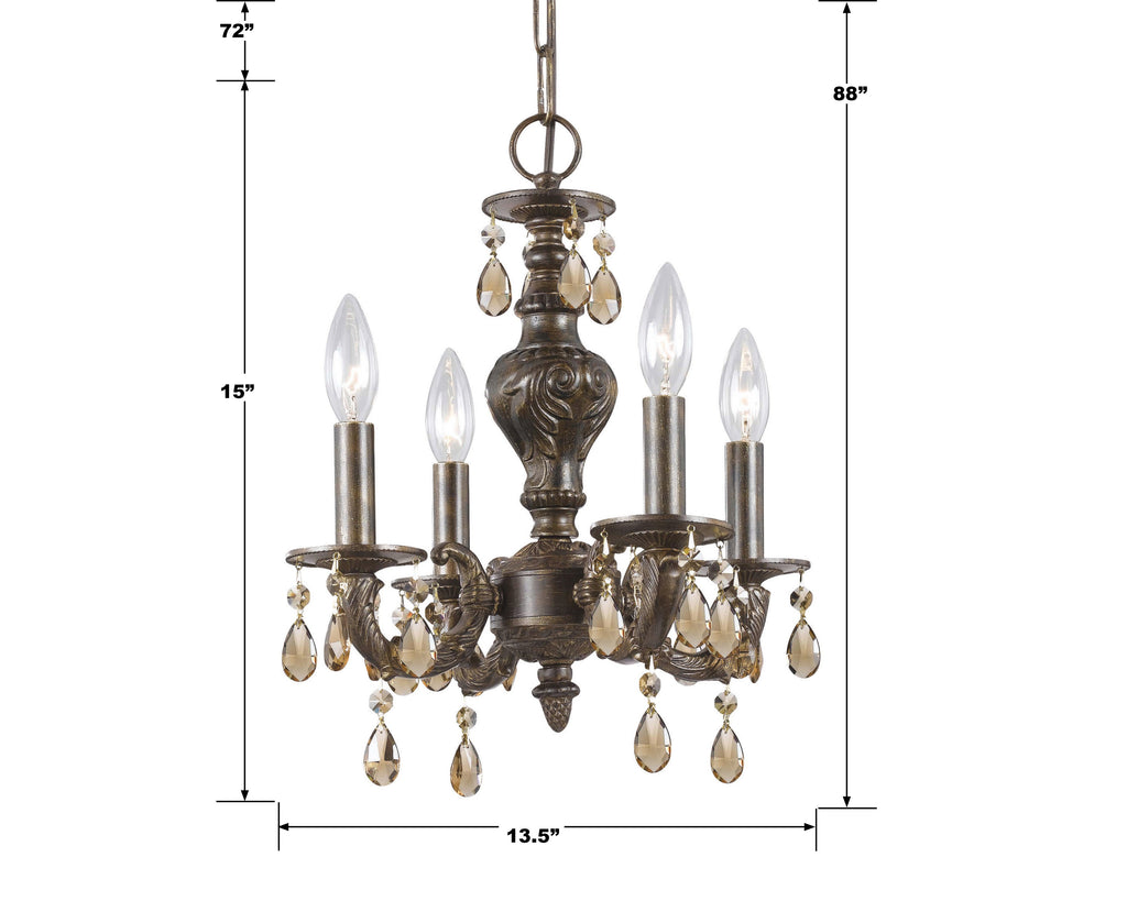 Paris Market 4 Light Spectra Crystal Venetian Bronze Mini Chandelier Crystorama