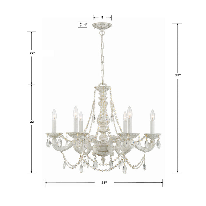 Paris Market 6 Light Clear Crystal Antique White Chandelier Crystorama