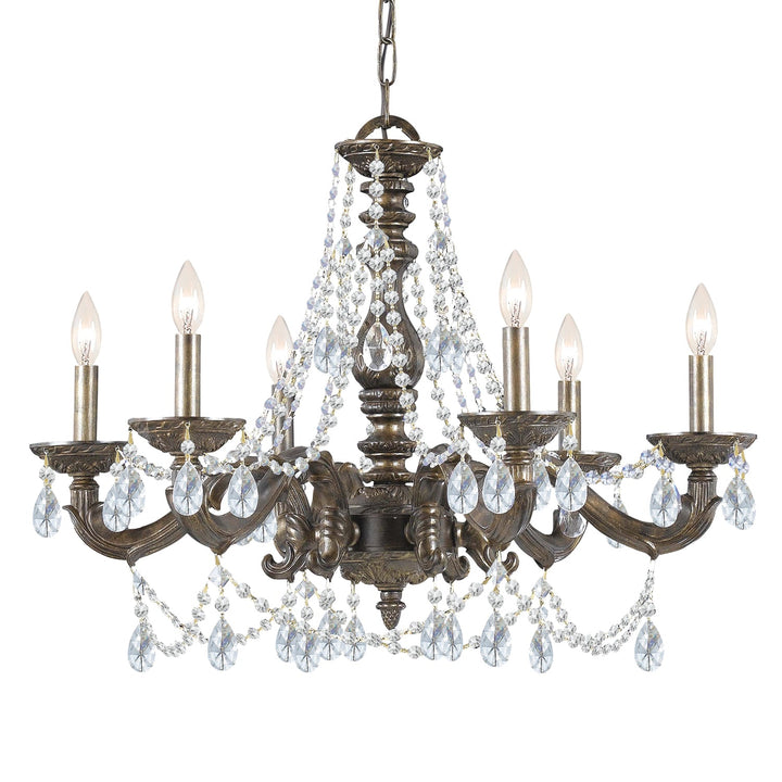 Paris Market 6 Light Clear Crystal Venetian Bronze Chandelier Crystorama