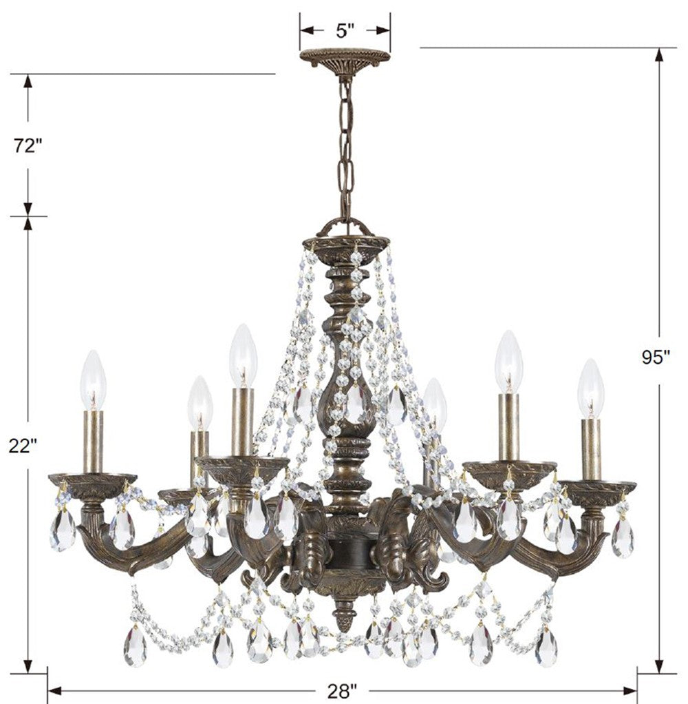 Paris Market 6 Light Spectra Crystal Venetian Bronze Chandelier Crystorama