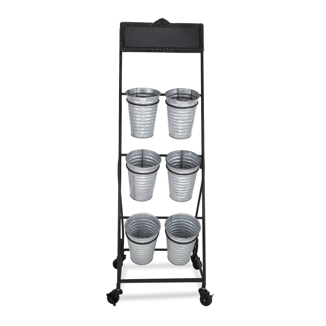 CHEUNGS Kalila 6 Pot Metal Rolling Cart | Chalkboard