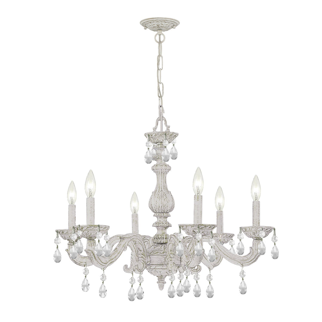 Paris Market 6 Light Clear Crystal Antique White Chandelier Crystorama