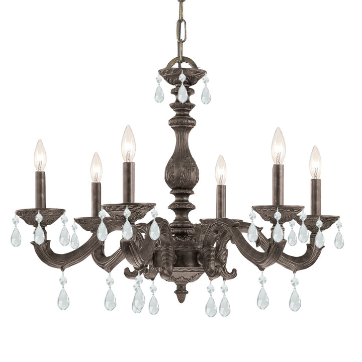 Paris Market 6 Light Clear Crystal Venetian Bronze Chandelier Crystorama